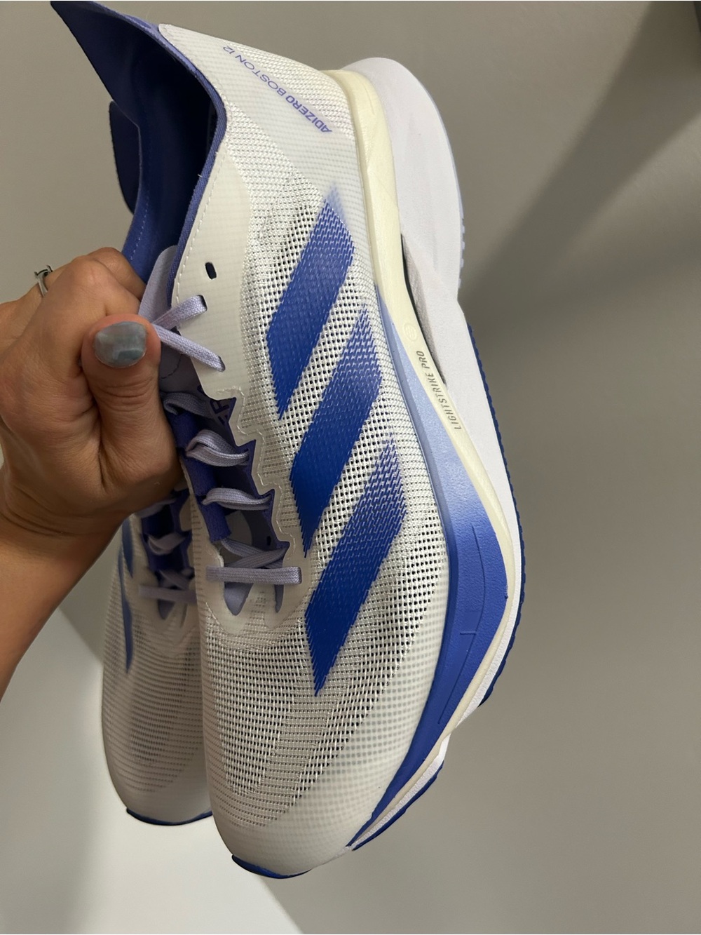 adidas Lightstrike Pro Running Shoes - White and Blue women’s 9/ men’s 8